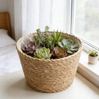 Home Decor Woven Straw Flower Pot Seagrass Planters Basket Garden Plant Pot Containers Wicker Rattan Vase Sundries Organizer Storage Bins for Indoor Outdoor Plants Vintage Decor