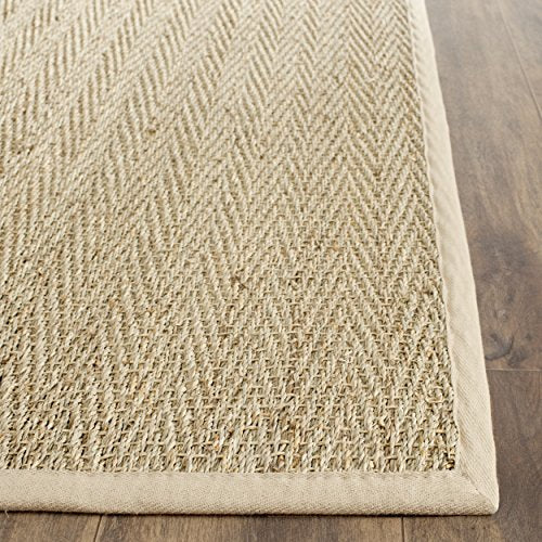 SAFAVIEH Area Rug 8x10 - Natural Fiber Collection - Large - Natural & Beige, Seagrass, Herringbone Pattern with Border (NF115A) - color: Natural/Beige, size: 8' x 10' (Rectangular)