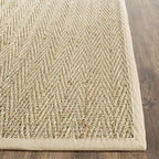 SAFAVIEH Area Rug 8x10 - Natural Fiber Collection - Large - Natural & Beige, Seagrass, Herringbone Pattern with Border (NF115A) - color: Natural/Beige, size: 8' x 10' (Rectangular)