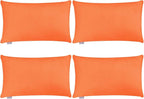 Thmyo 4-Pack 100% Cotton Lumbar Comfortable Solid Decorative Throw Pillow Case Rectangle Cushion Cover Sublimation Blank Pillow Covers Halloween DIY Throw Pillowcase(12x20inch/30x50cm,Orange)