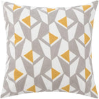 vctops Embroidery Cotton Decorative Throw Pillow Cover Boho Geometric Pattern Cushion Cover for Couch Sofa Bed (Grey Yellow,18"x18")