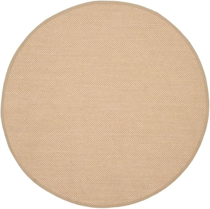 SAFAVIEH Area Rug 6' Square - Natural Fiber Collection - Maize & Linen Color, Sisal, Woven Design with Border (NF141B)