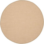 SAFAVIEH Area Rug 6' Square - Natural Fiber Collection - Maize & Linen Color, Sisal, Woven Design with Border (NF141B)