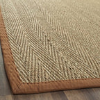 SAFAVIEH Area Rug 2x3 - Natural Fiber Collection - Natural & Brown, Seagrass, Herringbone Pattern with Border (NF115B) - color: Natural/Brown, size: 2' x 3' (Rectangular)