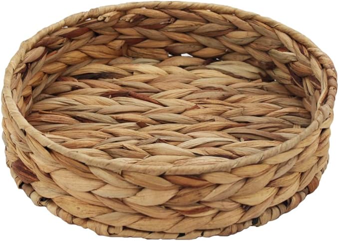 Fruit Tray Weaving by Grass, Round Bins for Vegetable, Arts and Crafts. (Small)