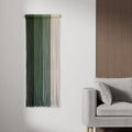 TANNCOY Boho Long Tapestry Unique Macrame Wall Decor Art Hanging Fabric Headboard Traditional Handmade Tie-Dye for Living Room, Bedroom, Home, Green, 40" L x 15.75" W