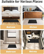 AMOAMI Upgraded Waffle Runner Rug, Super Absorbent Non Slip Bath Mats for Bathroom Floor, Washable Bathroom Runner Rug with Tassels, Ideal for Hallway Bedroom Laundry Room, Black, 2'x 5'(24" x 60")