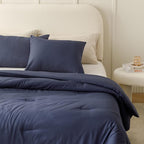 ROSGONIA California King Comforter Set Navy Blue,3pcs(1 Boho Cal King Comforter & 2 Pillowcases) All Season Bedding Soft Bedspread Blanket Quilt