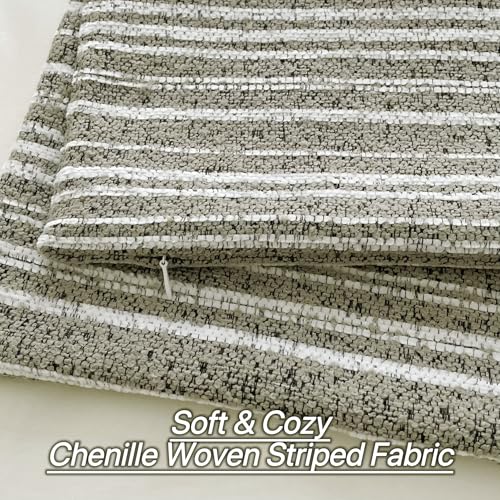 Slow Cow Boho Chenille Textured Woven Stripe Throw Pillow Covers 18x18 Decorative Cushion Cover Striped Square Pillow Cover Pillow Case - color: Beige, size: 18" x 18" (Pack of 1)