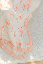 Little Jump Flamingo Baby Blanket - Silky Soft and Breathable Muslin Blankets Baby Girl Quilts- Large 47" x 47" - 2 Layers Toddler Bed Blanket (Flamingo)