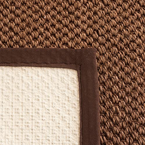 SAFAVIEH Natural Fiber Collection Runner Rug - 2'6" x 10', Chocolate, Sisal, Woven Design with Border (NF525D) - color: Chocolate, size: 2'6" x 10' (Runner)