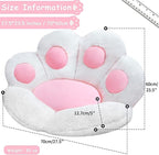 Cat Paw Cushion Cute Chair Cushion Kawaii Seat Cushion 28"x 24"Gaming Chair Cushion Kitty Plush Lazy Sofa Pillow for Girl Soft Chair Pillow, Kawaii Accessories Stuff Room Decor (White)