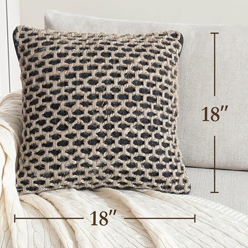 Boho Living 18x18 Black Throw Pillow Covers with Pillow Insert Included, Pack of 1 - color: Black, size: (1) 18" x 18" Pillow Cover With Insert