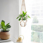 1 Pack Macrame Plant Hanger,Hanging Plant Holder, Boho Home Decor Hanging Basket with Wood Beads,Hanging Planters for Indoor Plants,Plant Hanger Indoor 43" Brown (POTS NOT Included)