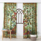 Popular Handicrafts Indian Hippie Bohemian Beautiful Tree of Life Tie Dye Mandala Curtain Panels Green - color: Green, size: 42"W x 100"L (Pack of 2)