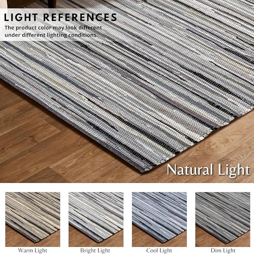 Ramanta Home Hand Woven 100% Cotton Rag Rug 3'x5' - Charcoal, Recycled Rugs, Boho Farmhouse Rugs for Living Room, Dinning Room, Kitchen, Entryway, Bedroom Rug - 36"x60" - color: Charcoal, size: 3 x 5 feet