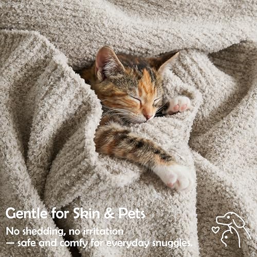 WDCOZY Ivory Melange Throw Blanket for Couch Bed Travel Camping, Reversible Super Soft Plush Knitted Blanket, Lightweight Cozy Fuzzy Fluffy Warm Throw, Textured Blanket for Home Decor, White 50"x60" - color: Ivory, size: Throw (50" x 60")