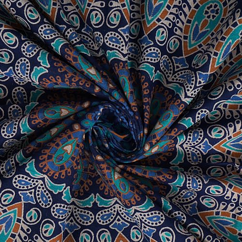 FURNISHFUL FINESSE Handmade Cotton Peacock Mandala Tapestry - Navy Blue & Green Ombre Boho Wall Decor, Bohemian Hippie Room Hanging for Bedroom & Living Room - 60x50 Inches - color: Navy Blue, size: 60"L x 50"W