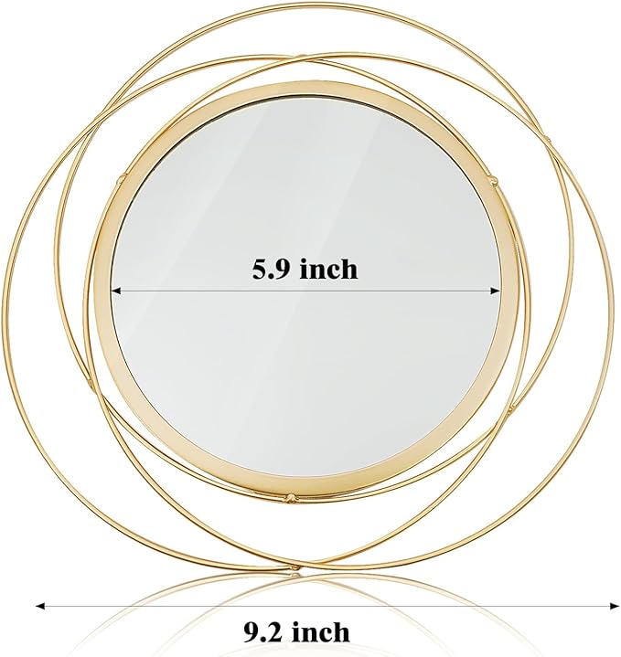 3 Set 9.5 Inch Gold Circle Mirrors Wall Decor Iron Frame Wire Mirror Metal Circular Mirror Home Decor Hanging Mirrors for Room/Bedroom/Bathroom/Entryway