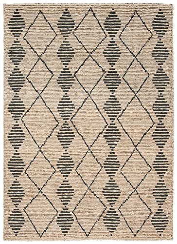 SAFAVIEH Bohemian Collection 5' x 8' Beige / Black BOH703Z Handmade Moroccan Tribal Jute Area Rug - size: 5' x 8' (Rectangular)