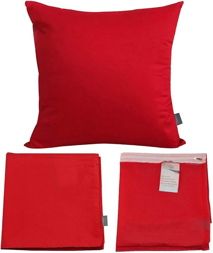 Thmyo 4-Pack 100% Cotton Comfortable Solid Decorative Throw Pillow Cases Square Cushion Cover Pillowcases Sublimation Blank Valentines Day DIY Throw Pillow Covers for Sofa Bed(20x20inch/50x50cm,Red)