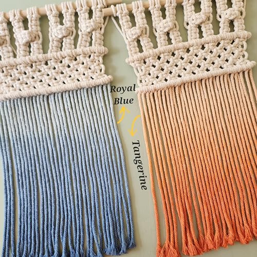 Ombre handmade Teal Macrame wall hanging, Bohemian Wall decor, Dip dyed wall tapestry, Beautiful natural cotton art piece with wooden dowel (Aqua Marine) - color: Aqua Marine