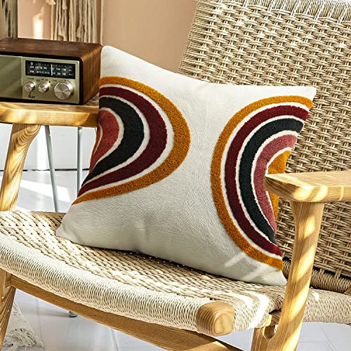 Merrycolor Boho Abstract Throw Pillow Covers 18x18 Tufted Sun Pillow Covers Colorful Mid Century Modern Pillow Covers Boho Pillows Decorative Throw Pillow Case for Bed Couch Living Room,1PC - color: Sun, size: 18" x 18" (Pack of 1)