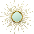 MAIKAILUN 24'' Gold Sunburst Wall Mirror Boho Home Decor Mordern Round Hanging Wall Art for Living Room/Bedroom/Bathroom/Entryway
