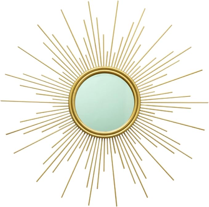 MAIKAILUN 24'' Gold Sunburst Wall Mirror Boho Home Decor Mordern Round Hanging Wall Art for Living Room/Bedroom/Bathroom/Entryway