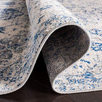 SAFAVIEH Madison Collection Runner Rug - 2'3" x 8', White & Royal Blue, Boho Chic Distressed Design, Non-Shedding & Easy Care, Ideal for High Traffic Areas in Living Room, Bedroom (MAD611C) - color: White/Royal Blue, size: 2'3" x 8' (Runner)