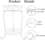 White Metal Plant Stand, 18.5 inch Tall 2 Tier Potted Holder Rack, Heavy Duty Flower Pot Shelf for Indoor Outdoor Patio Balcony Corner Garden