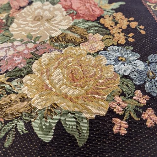 Jacquard Woven Floral Throw Pillow Cover | Vintage Tapestry Decorative Cushion for Sofa Couch Bed Decor | European Classic Home Accent Pillow Sham 16x16 Inch (Multicolored Flowers on Black) - color: Multicolored Flowers on Black