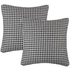 Yeiotsy 2pcs Houndstooth Throw Pillow Covers Geometric Cushion Case for Couch Sofa Bed and Chair Made of Cotton and Linen (18 X 18 Inches, Black) - color: Black