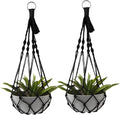 2 Pack Macrame Hanging Planters - Stylish Plant Hangers Crochet Boho Plant Holder Hanging Plant Basket for Up to 8 Inch Pots(Black, Without Patterns)