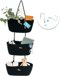 OrganiHaus Black Hanging Wall Baskets for Storage | Hanging Baskets for Bathroom Organizing | Behind Door Storage | Over the Door Basket | Nursery Storage Basket | Wall Hanging Basket for Organizing