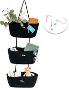 OrganiHaus Black Hanging Wall Baskets for Storage | Hanging Baskets for Bathroom Organizing | Behind Door Storage | Over the Door Basket | Nursery Storage Basket | Wall Hanging Basket for Organizing