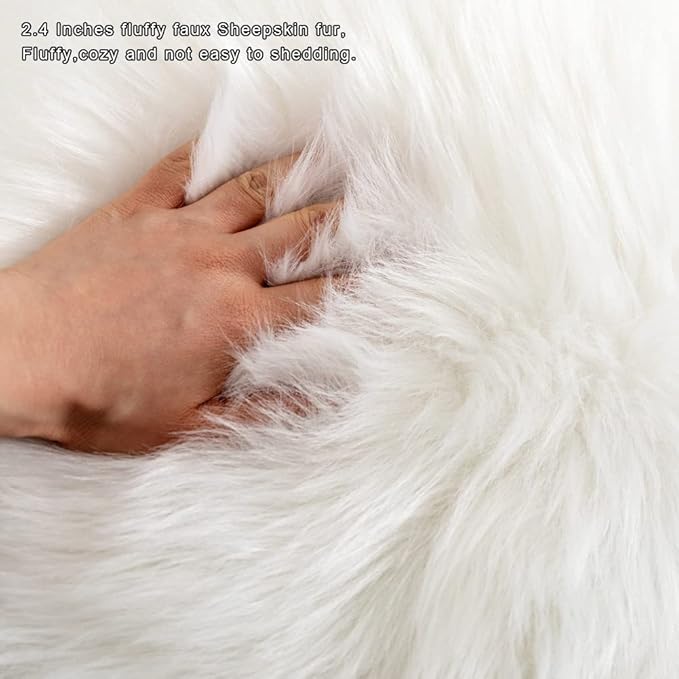 Asuprui Unstuffed Floor Pillow Meditation Cushion No Filler Large Floor Cushion for Sitting Fluffy Floor Seat Fuzzy Oversized Seat Pillow for Adult 24X24X6 Inches White Round Cover ONLY
