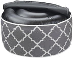 Outdoor/Indoor Inflatable Ottoman Pouf D20 xH9, All Weather Round Footstool with Foot Pump, Water Repellent Portable Footrest with Handle for Patio Garden Camping Travel-Grey Geometry