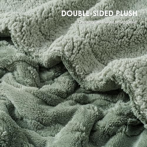 EverGrace Classic Cable Jacquard Sherpa Fleece Throw Blanket for Couch, Soft Cozy Fuzzy Plush Blankets for All Seasons, Reversible Thick Warm Blanket for Bed, Sofa, Living Room, Sage Green, 50" x 60" - color: Cable Sage Green, size: 50x60 Inches