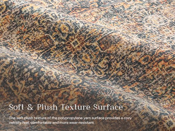 Phantoscope Washable Area Rug 4'x6' Non-Slip, Vintage Neutral Rugs for Living Room, Bedroom, Dining Room, Distressed Boho Floral Medallion Pattern, Low-Pile Foldable Carpet, Brown/Charcoal Spice - color: Brown/Charcoal Spice, size: 4' x 6' (Rectangular)