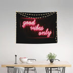 Good Vibes Neon Poster Tapestry 29x37 In Aesthetic Wall Hanging Decorative Tapestries Cute Preppy Banner For Teen Girl Bedroom College Dorm Home Living Room Party Decor