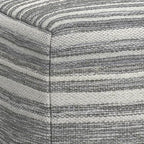 SIMPLIHOME Carina Contemporary Square Woven Pouf in Black Melange, White Wool for the Living Room, Bedroom and Kids Room - color: Black Melange, White, style: Wool Pouf