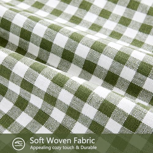 CARRIE HOME Spring Sage Green 12x20 Outdoor Gingham Lumbar Pillow Covers Set of 2 with Ruffle Fringe, 12 x 20 Green and White Checkered Plaid Pillow Covers, Spring Outdoor Green Lumbar Pillow Covers - color: Lumbar Sage Green & White (With Tassels), size: