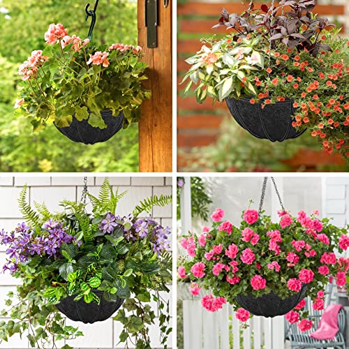 Riare 4 Pack 14 Inch Round Fabric Planter Basket Liner- Hanging Basket Liners Replacement Coco Fiber Liner Alternative for Hanging Basket Flowers (Prevent Birds from Nesting) - size: 14inch