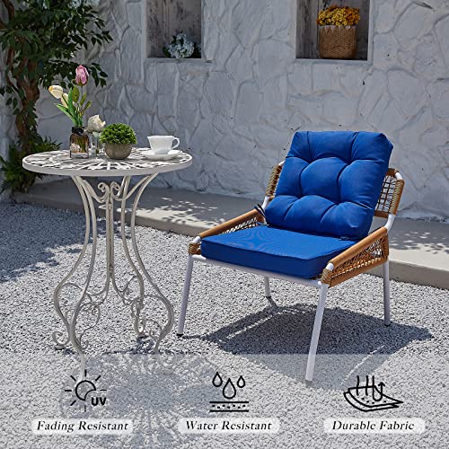 JMGBird Seat/Back Outdoor Chair Cushion Tufted Pillow, Deep Seat Cushion Set 22"x22", Outdoor Cushion for Patio Furniture - color: Sapphire Blue, size: 22"×22"