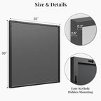 30''x30'' Square Black Bathroom Mirror, Matte Metal Framed Wall Mirror, Modern Geometric Vanity Mirror for Double Sink, Farmhouse Decor, Flush Mount
