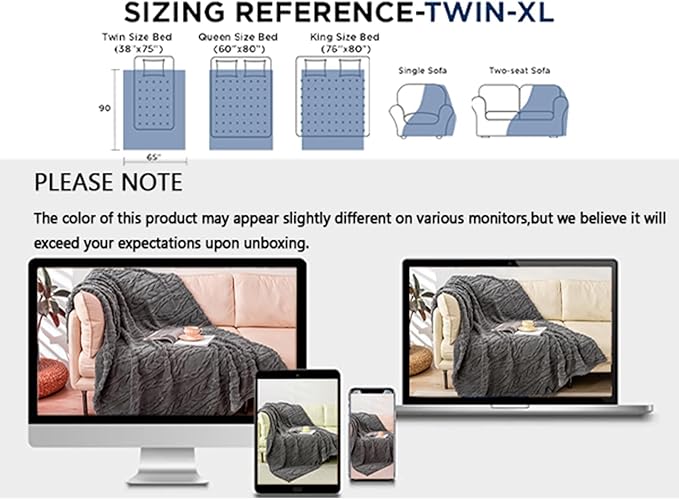 YUSOKI Twin XL Blanket Single Layer,Weight(3.1lb),370GMS-3D Stylish Design for Gift Home Decor (Grey,65"x90")