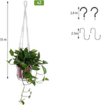 2 Pack Macrame Plant Hanger Indoor, Indoor Outdoor Hanging Planter Basket Decorative with 4 Hooks, Flower Pot Holder for Boho Home Decor (White)