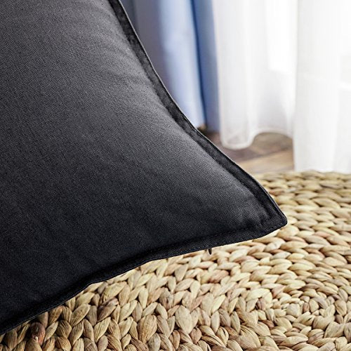 Jeanerlor Solid Cotton Linen Decoration Throw Pillow Cover Dark Grey Cushion Case vhc Pillow Cover Decorative Waist Pillowcase for Couch/Bed/Chair 18"x18" 2 pack - color: Dark Grey, size: 18" x 18" (Pack of 2)