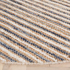 SAFAVIEH Cape Cod Collection Area Rug - 6' Round, Natural & Navy, Handmade Jute Blend, Braided Design, Ideal for the Living Room, Dining, Bedroom (CAP151N) - color: Natural/Navy, size: 6' (Round)